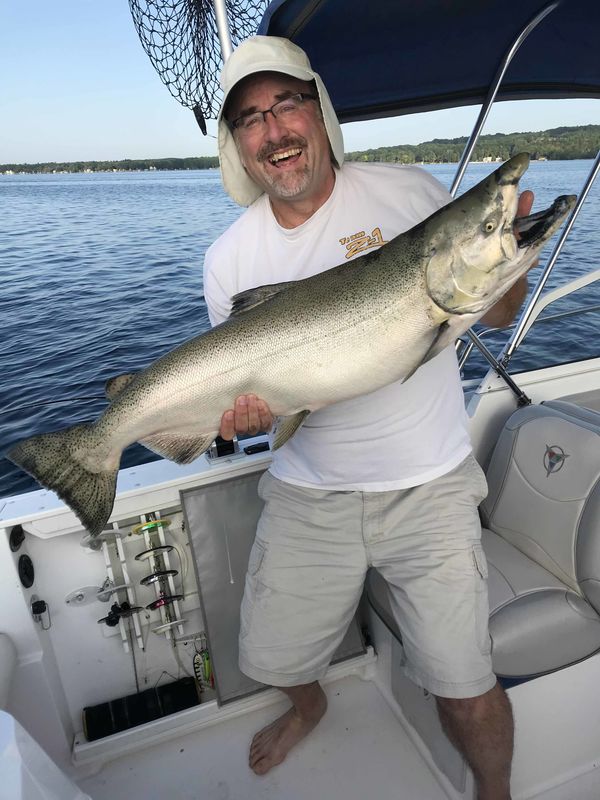 Summer king salmon in East Bay - Lake Michigan (Tr...