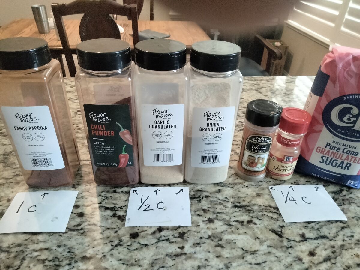 Make some dry rub. The measurements here will fill...