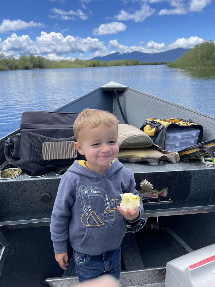 Grandpas fishing buddy. Lunchtime and time to get ...
