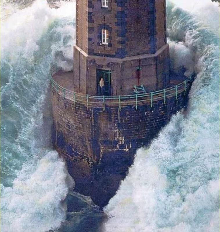 Lighthouse keeper during storm...