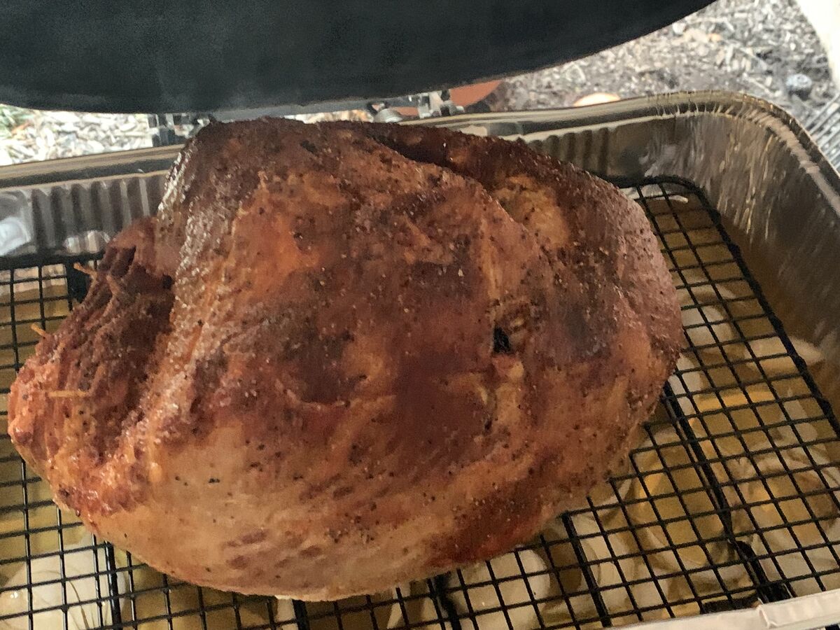 Double smoked Ham with a bourbon maple glaze This was a 15 pound ham