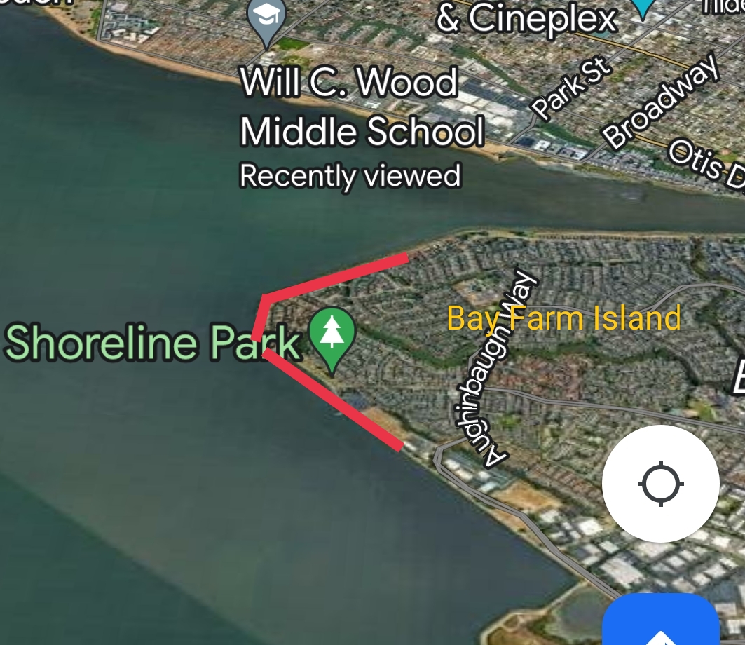 North end of Bay Farm Island (park at Shoreline Pa...