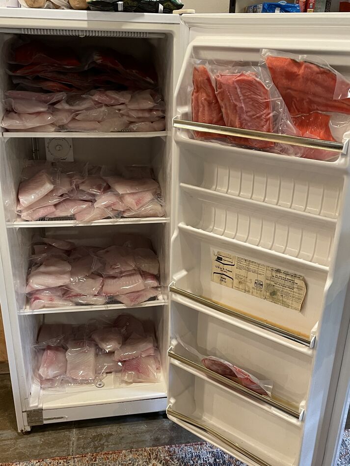 Our freezer of filets after 2 days in Alaska!...