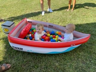 Grandsons Buckley and Henry in their Tracker...