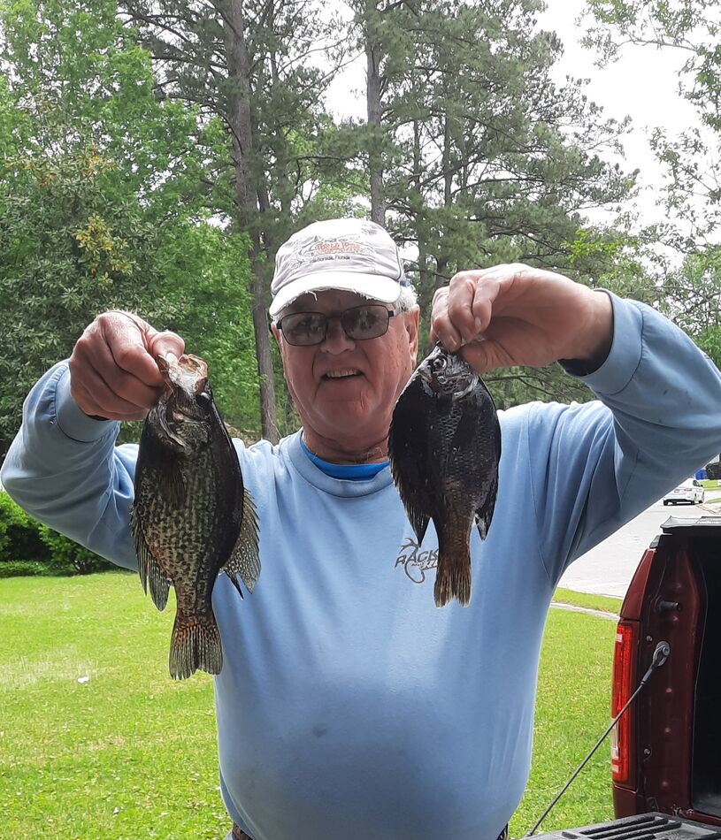 Holding my Crappie and Randy's Blue Gill...